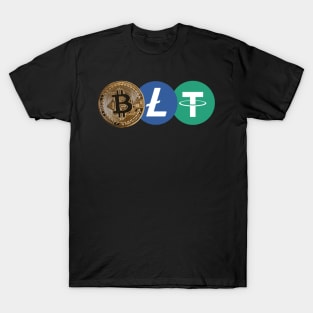 Bitcoin, Litecoin and Tether sticker! BLT crypto T-Shirt